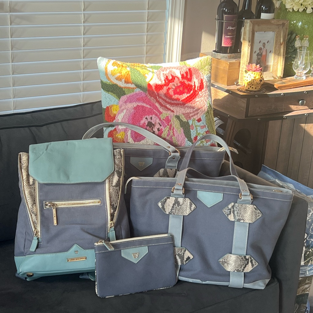 Blue Snakeskin Kelly Wynne Bag Set